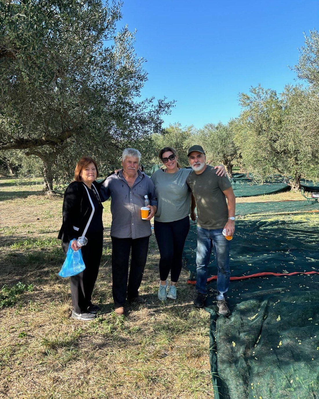 Konstantina, Fotis, Sophie et Stylianos Antalis, à la récolte